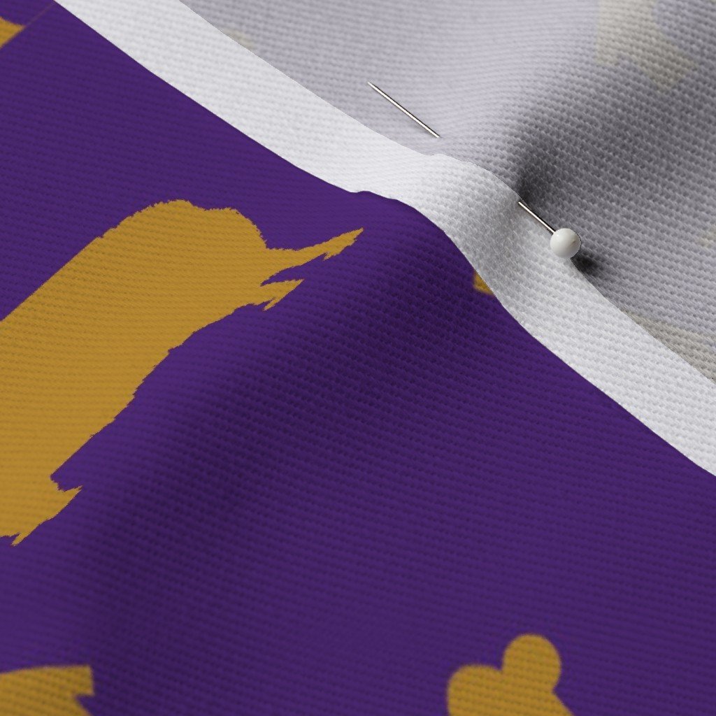 WKC Pembroke Corgis on Purple and Gold Fabric corgi print fabric
