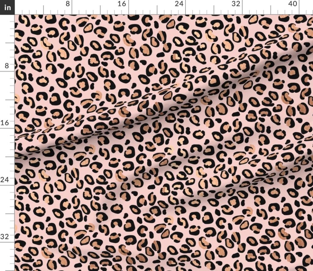 Leopard Rose Gold Shiny Spots on Pink Fabric design