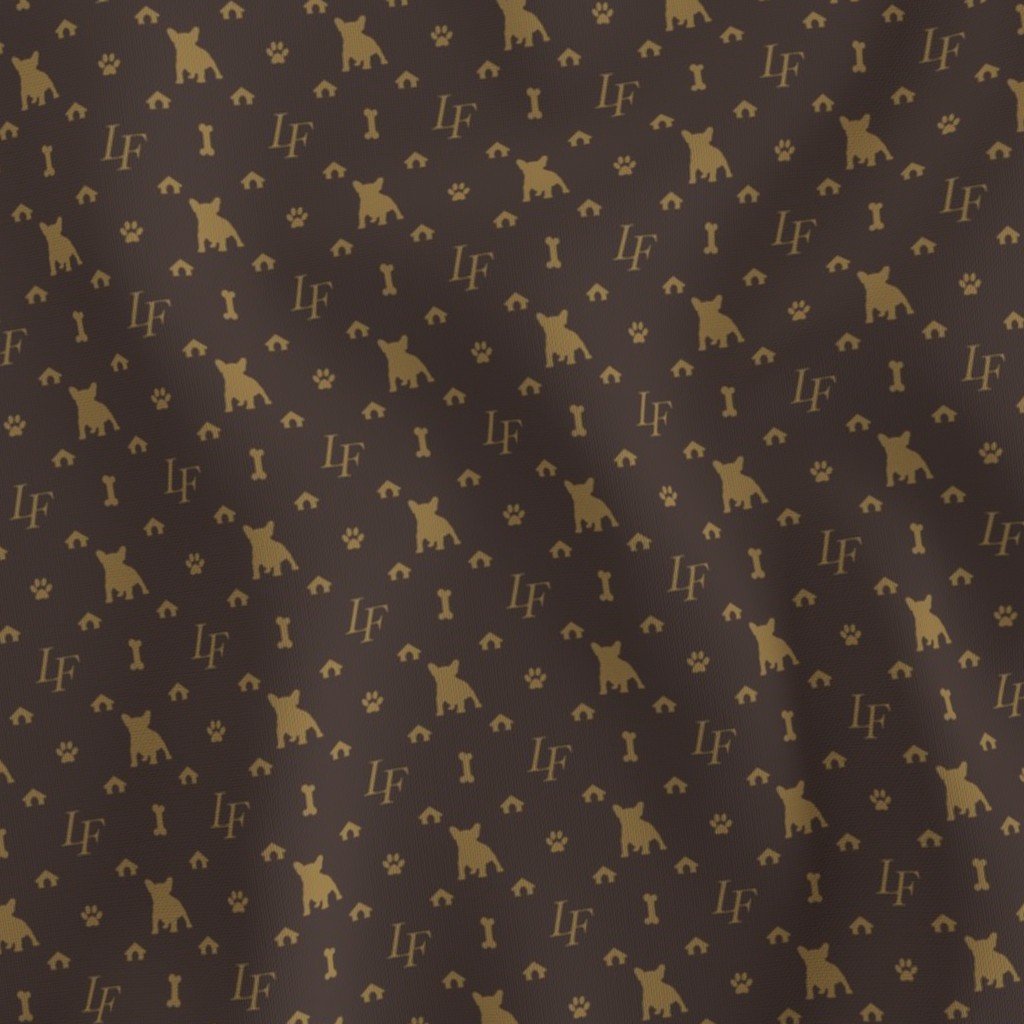 Mini Louis Frenchie Bulldog Luxury Dog Attire Print Fabric brown and tan fabric