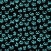 Mini Grinning Halloween Jack o Lantern Faces in Aqua on Black