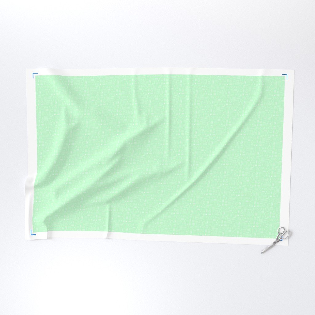 Scrubs Green with White Outlined Drawings of Medical Symbols Fabric hospital items fabric