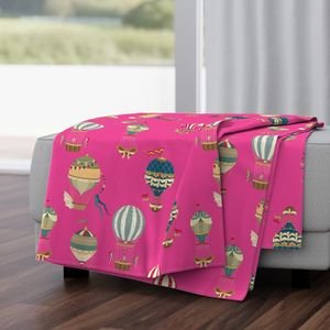 Vintage Hot Air Balloons on Hot Pink Home Styling Collection Design Collection helium balloon throw blanket design