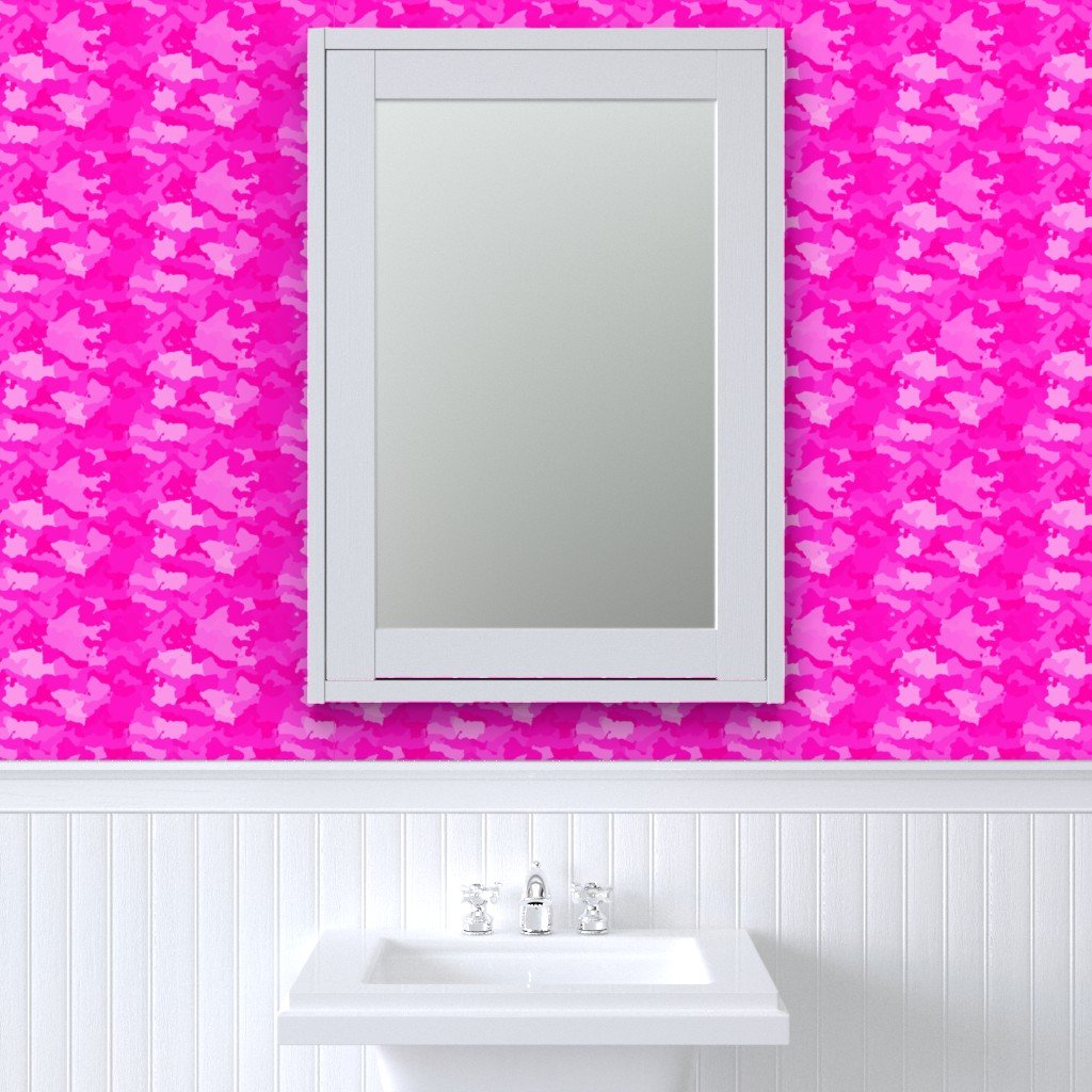 Hot Shocking Neon Pink Girlie Feminine Camo Camouflage Pattern Wallpaper neon camo wallpaper