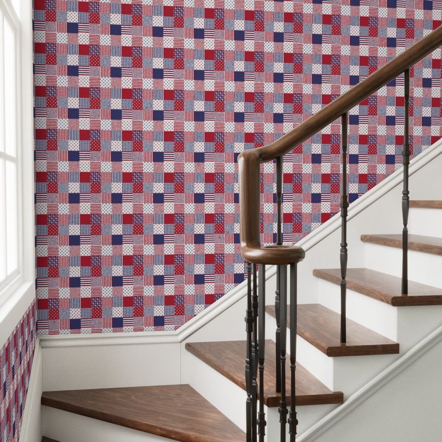 USA Micro Flag Patchwork Quilt Squares Wallpaper usa flag colors wallpaper