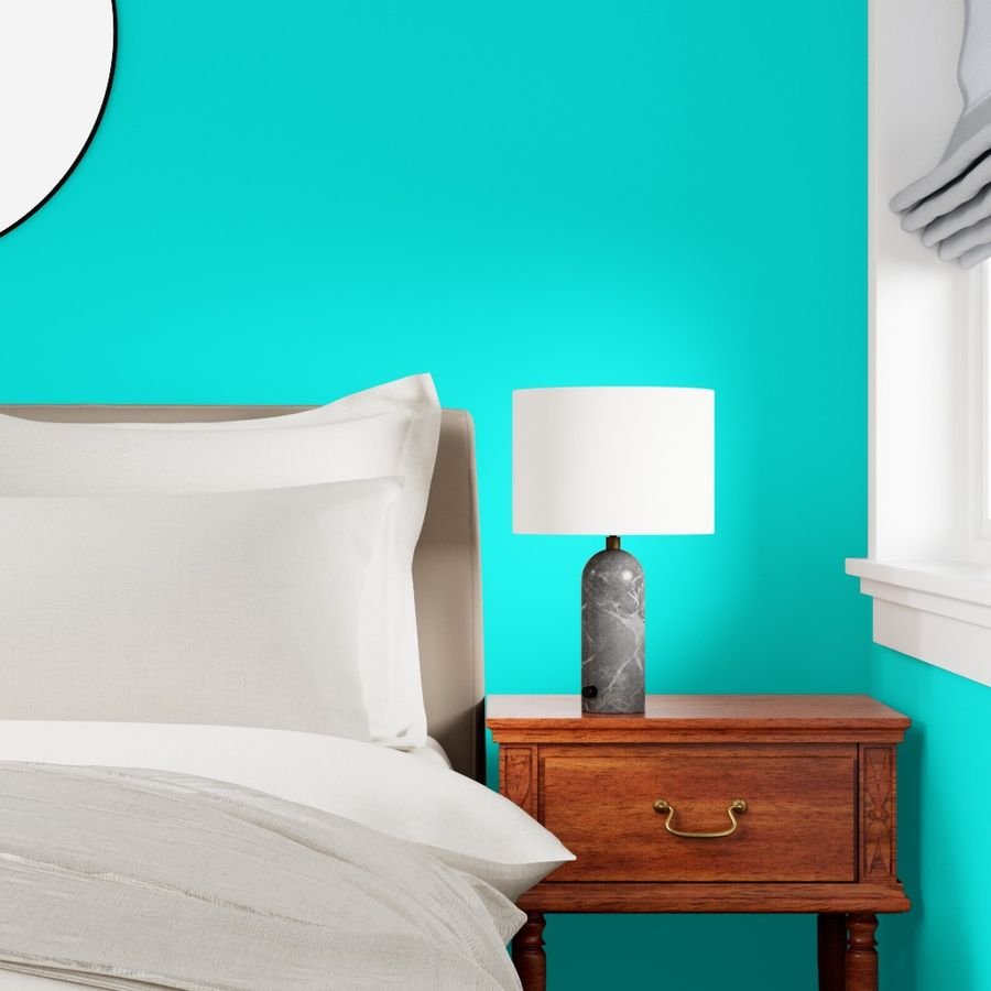 Neon Aqua Blue Coordinate Solid for Neo Deco Prints Wallpaper solid color wallpaper