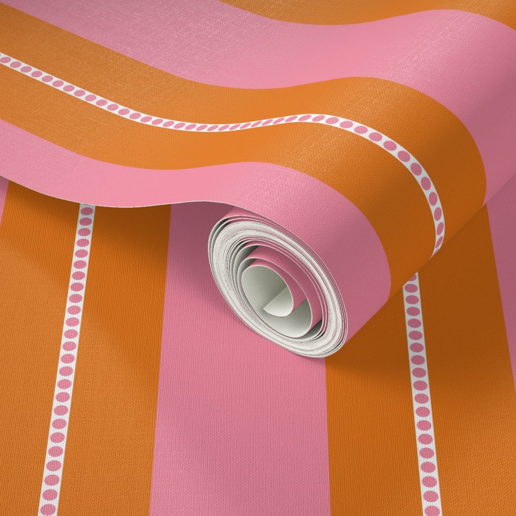 Pink and Burnt Orange Cabana Beach Bubble Stripes Wallpaper beach stripes wallpaper
