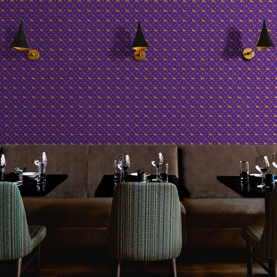 WKC Pembroke Corgis on Purple and Gold Wallpaper pem dogs wallpaper