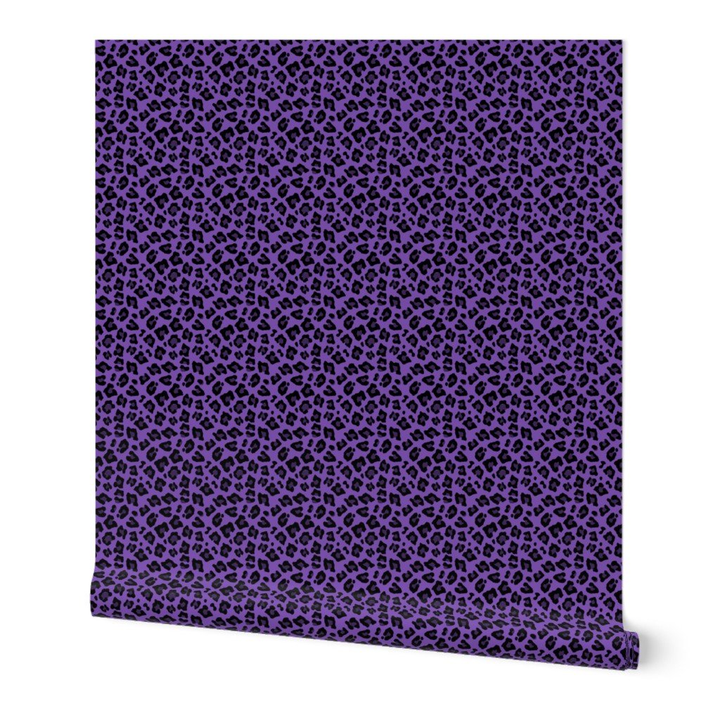 Leopard Spots Animal Repeat Pattern Print in Purple and Black Wallpaper leopard print wallpaper