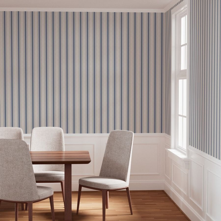 Wide Stressed Blue Denim Mattress Ticking Wallpaper denim blue wallpaper