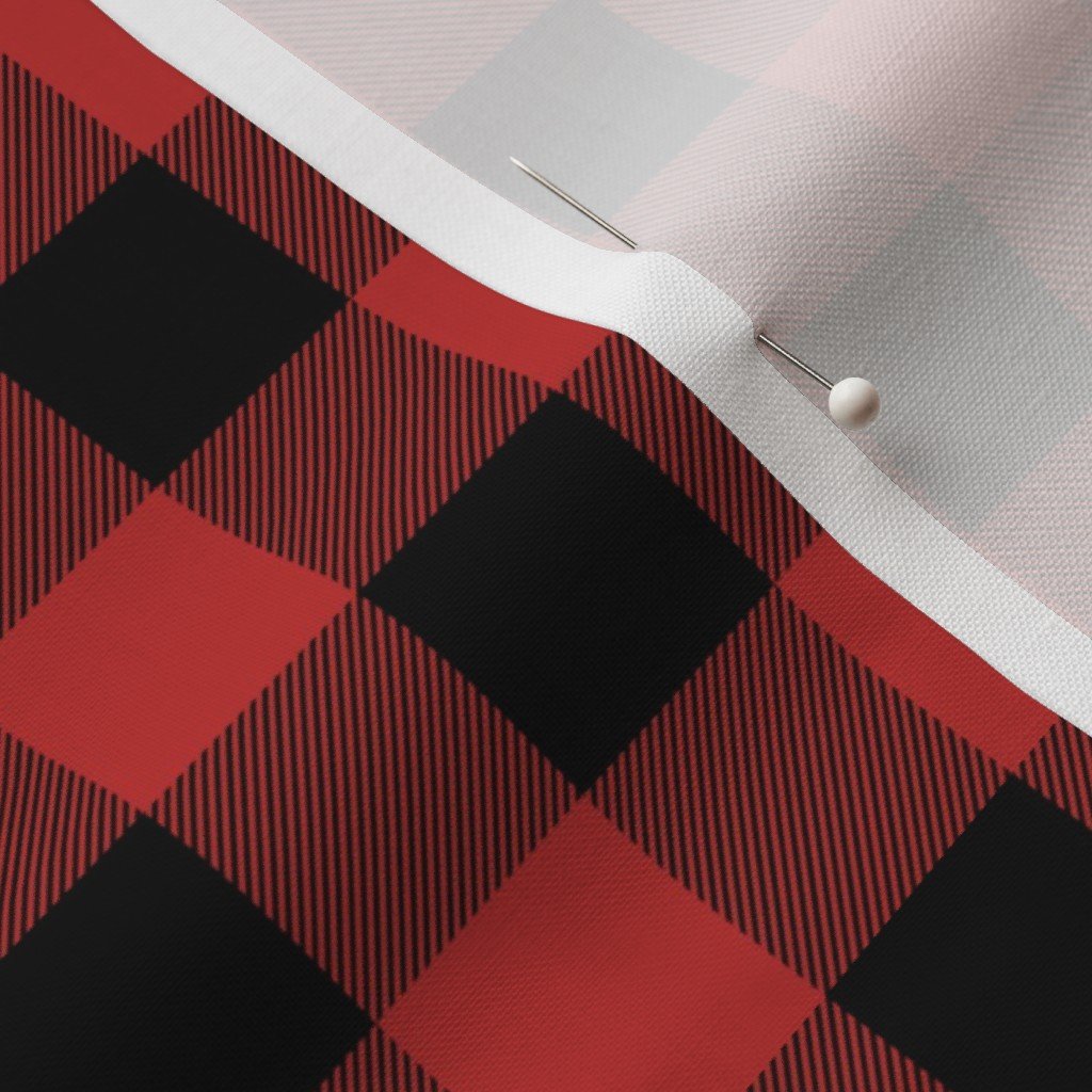 Christmas Holly Berry Red and Black Buffalo Check 1 inch Fabric christmas check fabric
