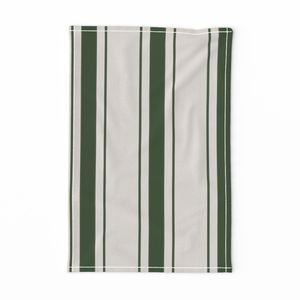 Forest Green Antique Vintage Mattress Ticking Stripe on Cream Decor Collection Home Decor Collection ticking stripes tea towel design