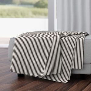 Micro Coal Black Antique Vintage Mattress Ticking Stripe on Cream Design Collection Home Styling Collection micro coal black throw blanket design