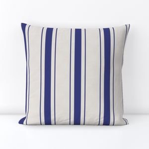 Medium Cornflower Blue Antique Vintage Mattress Ticking Stripe on Cream Home Decor Collection Home Styling Collection bed linen throw pillow design