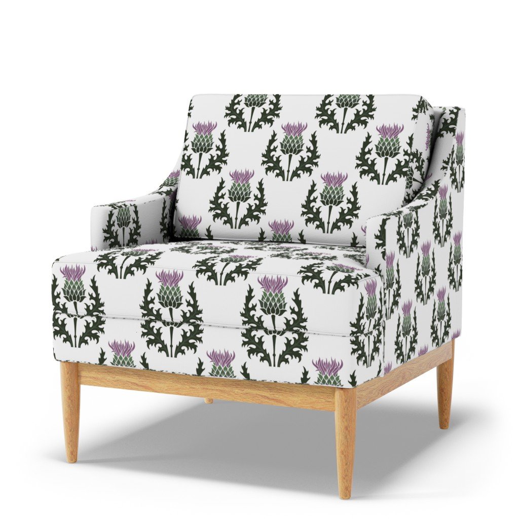 Large Scottish Thistle Flower of Scotland on White Fabric scotland thistle fabric