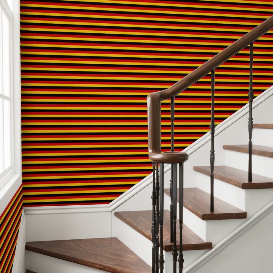 German Flag Colors Red Gold and Black 1 Inch Horizontal Stripes Wallpaper german flag wallpaper