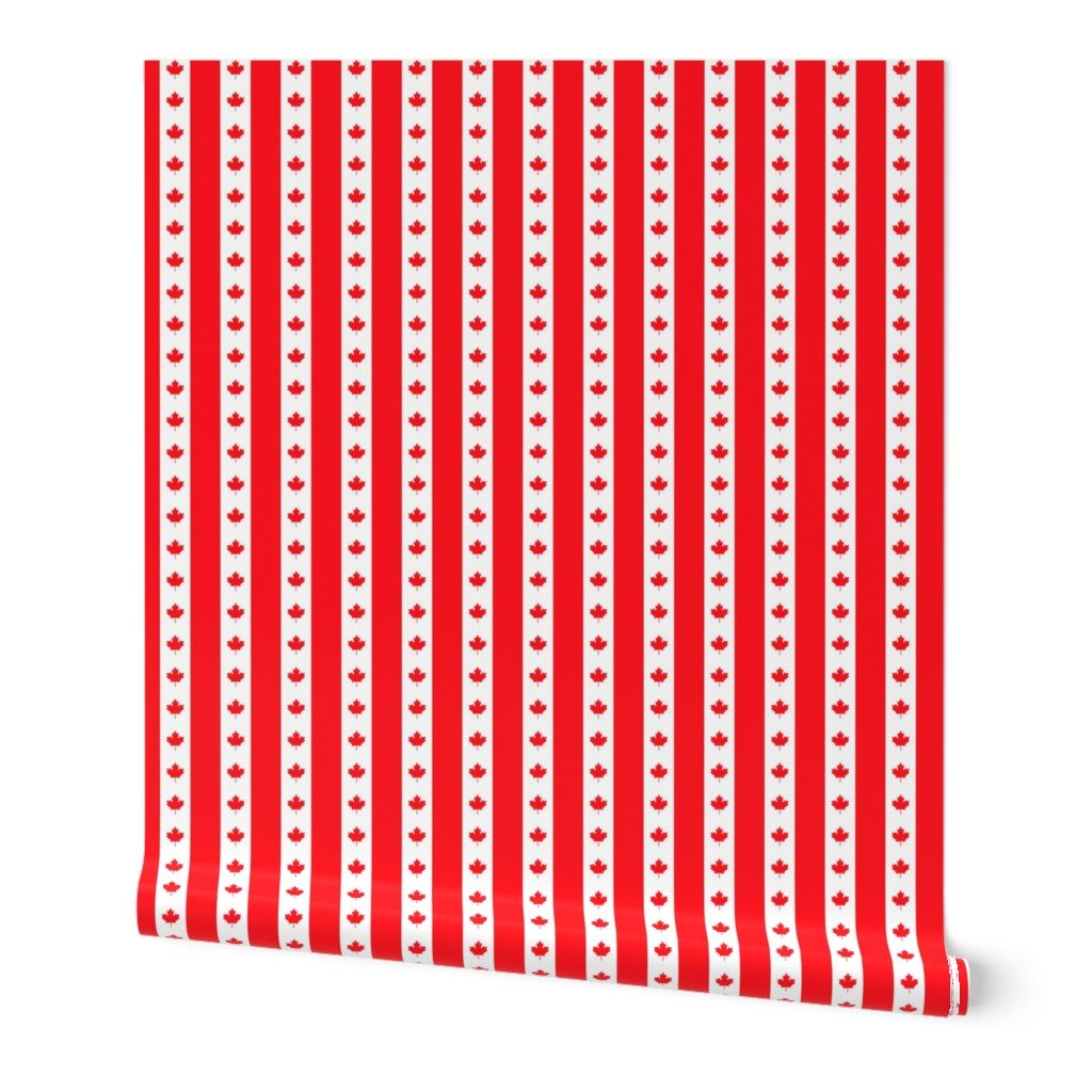 Canadian Flag Colors Red White and Maple Leaves 1 Inch Vertical Wallpaper canadian flag wallpaper