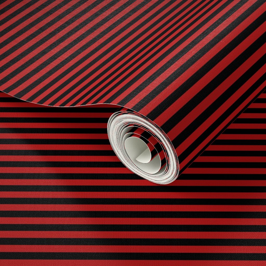 Halloween Holiday 1/4 inch Black and Blood Red Witch Stripes Wallpaper witch stripe wallpaper
