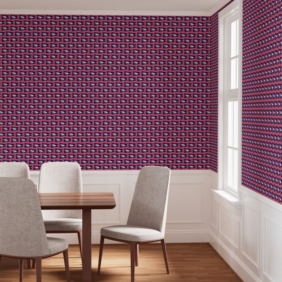 Nantucket Sperm Whale Burgee Flag on Nantucket Red Hand-Painted Wallpaper nantucket island wallpaper
