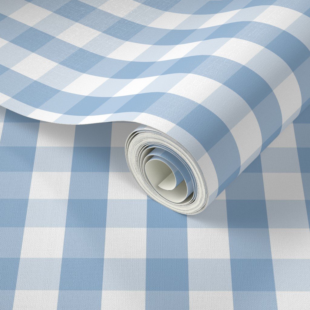 1 inch Airy Blue Gingham Check Wallpaper blue gingham wallpaper