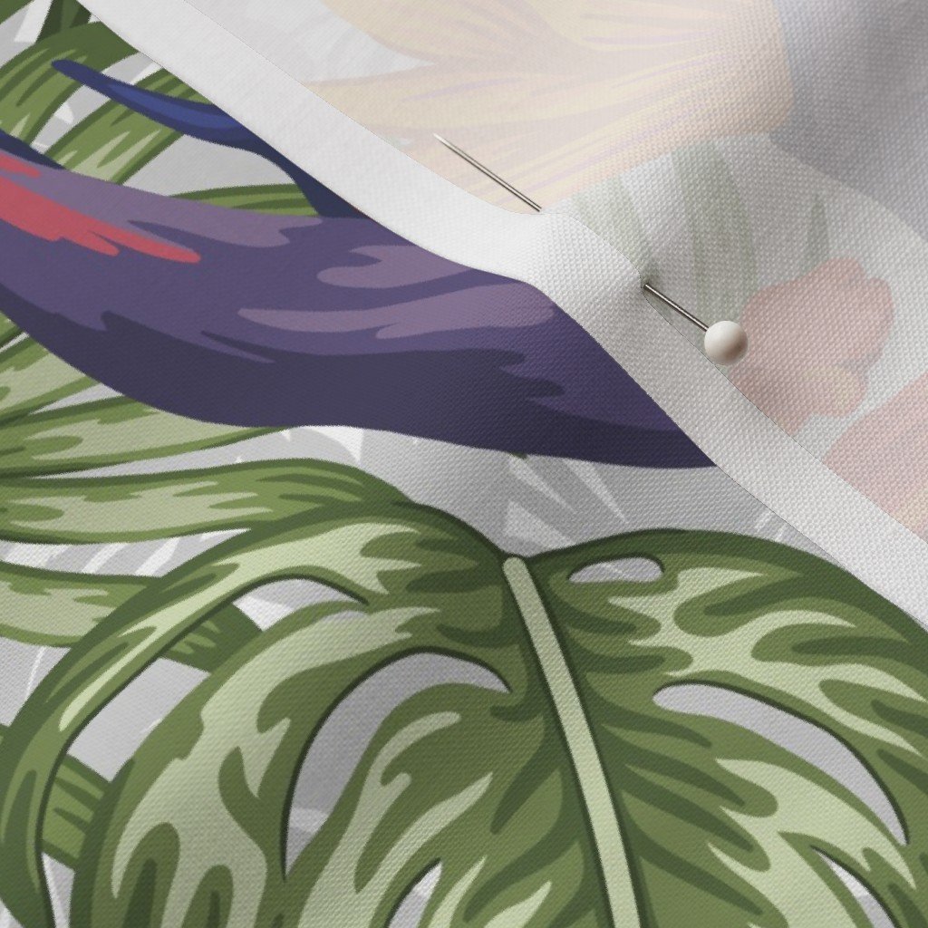 White and Red Hawaiian Hibiscus Birds of Paradise and Plumeria Fabric hawaiian hibiscus fabric
