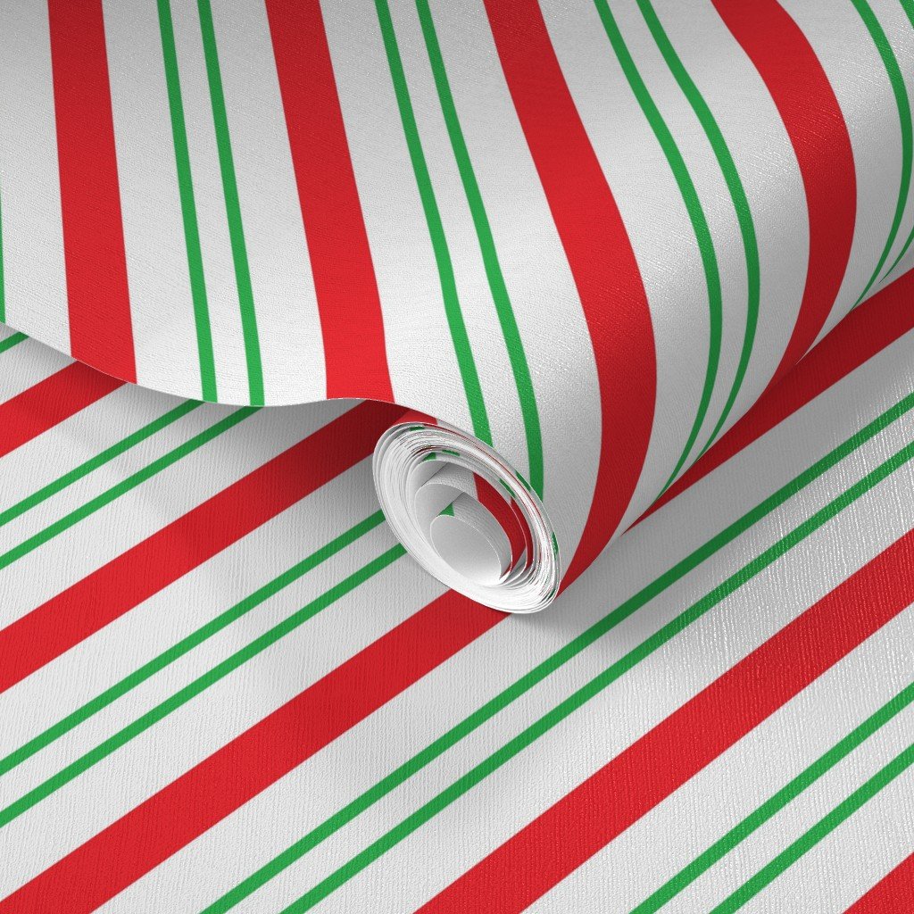 Red and Green Diagonal Christmas Candy Stripes Wallpaper candy cane wallpaper