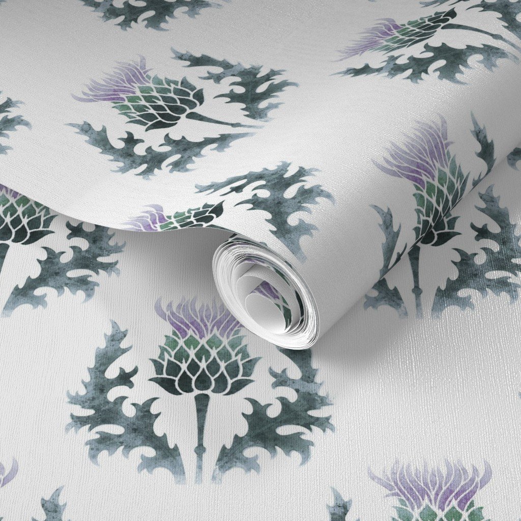 Large Watercolor Scottish Thistle Flower of Scotland Wallpaper highland thistle wallpaper