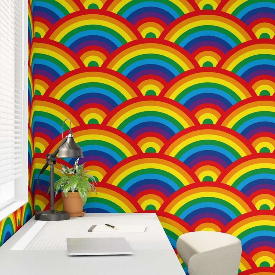 Childrens Colorful Bedroom Decor Endless Rainbows Wallpaper rainbow pattern wallpaper