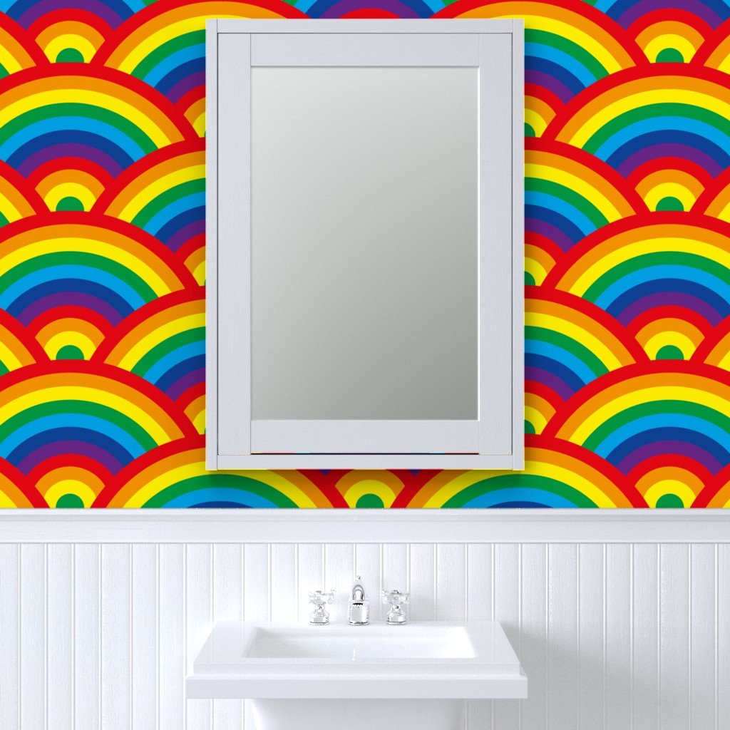 Kids Room Decor Bright Color Endless Rainbows Wallpaper kids room wallpaper
