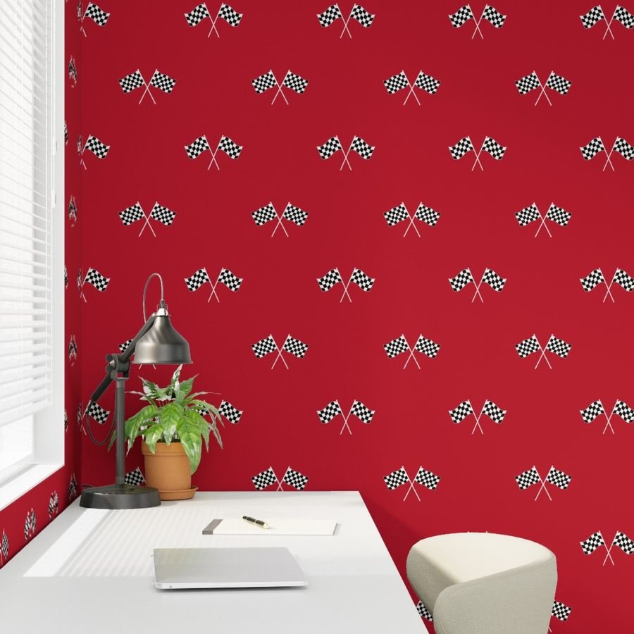 White Classic Chequered Flags on Racing Car Wallpaper finishing line wallpaper