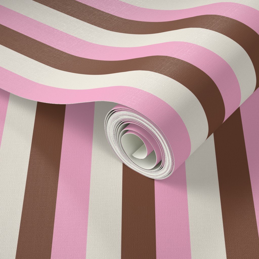 Vertical Vanilla Chocolate Strawberry Ice Cream Stripes 1 inch Wallpaper yellow stripe wallpaper