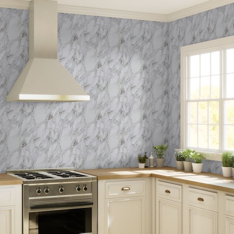 White Natural Marble - Natural Grey Veined Stone Wallpaper carerra stone wallpaper