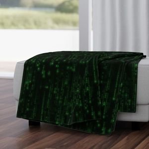 Neon Green Digital Rain Computer Code Decor Collection Decor Collection computer code throw blanket design