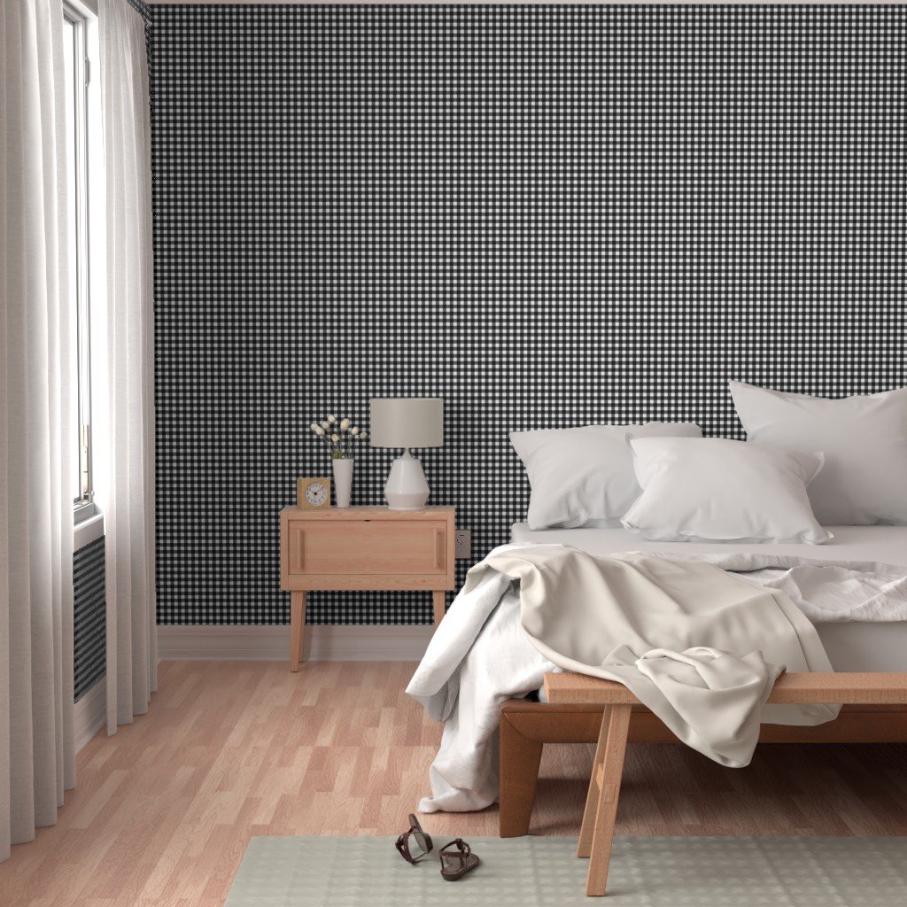 Black Color Classic Small Half Inch Gingham Check Tartan Plaid Wallpaper black plaid wallpaper