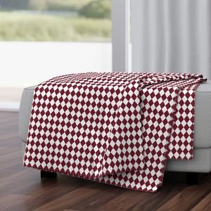 Small Wine and White Diamond Harlequin Check Pattern Design Collection Home Decor Collection diamond wine throw blanket design