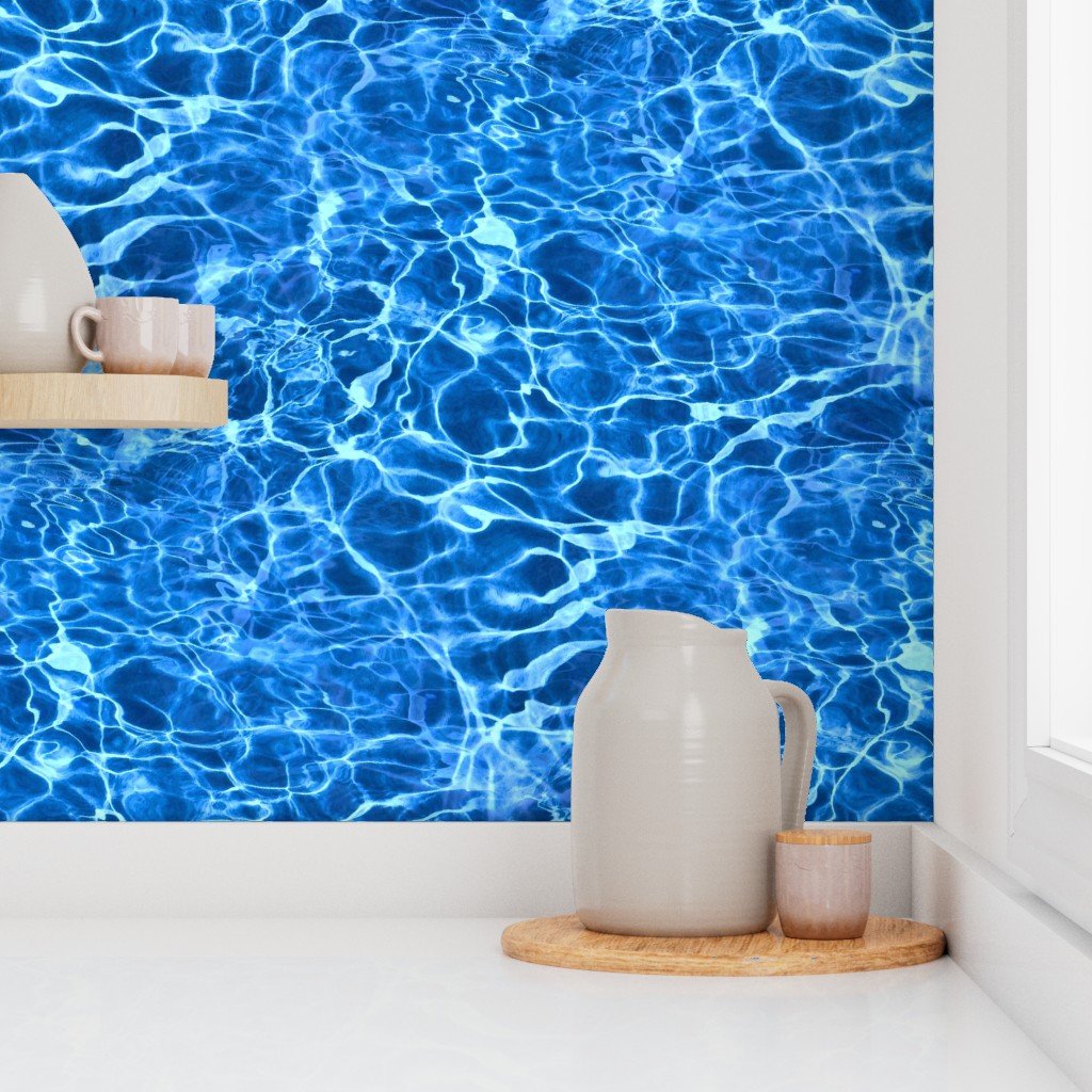 Blue Pool Water Ripple Reflections with Shimmering Summer Waves Wallpaper blue wallpaper