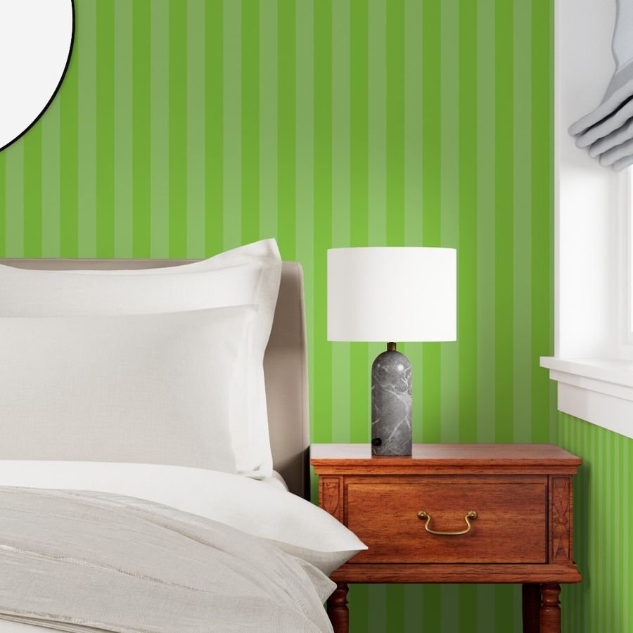 Lime and Faded Lime 2 Inch Vertical Cabana Stripes Wallpaper tent stripe wallpaper