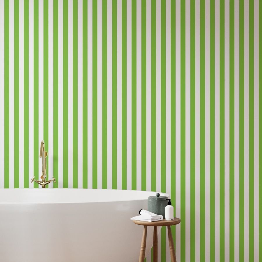 Lime and White 2 Inch Vertical Cabana Stripes Wallpaper tent stripe wallpaper