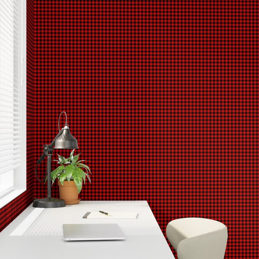 Red and Black Buffalo Check Gingham Plaid Wallpaper red and black wallpaper