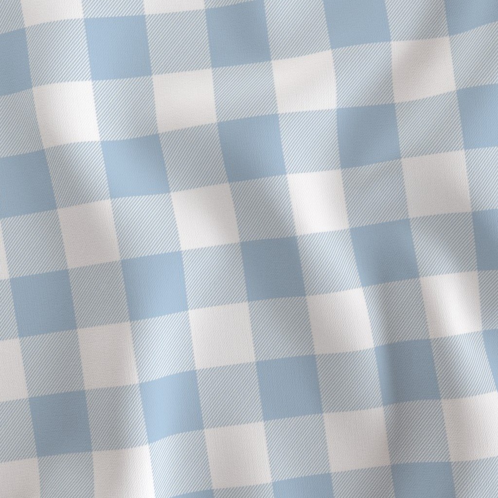 Cloud White and Sky Blue Check Gingham Plaid Fabric blue and white fabric