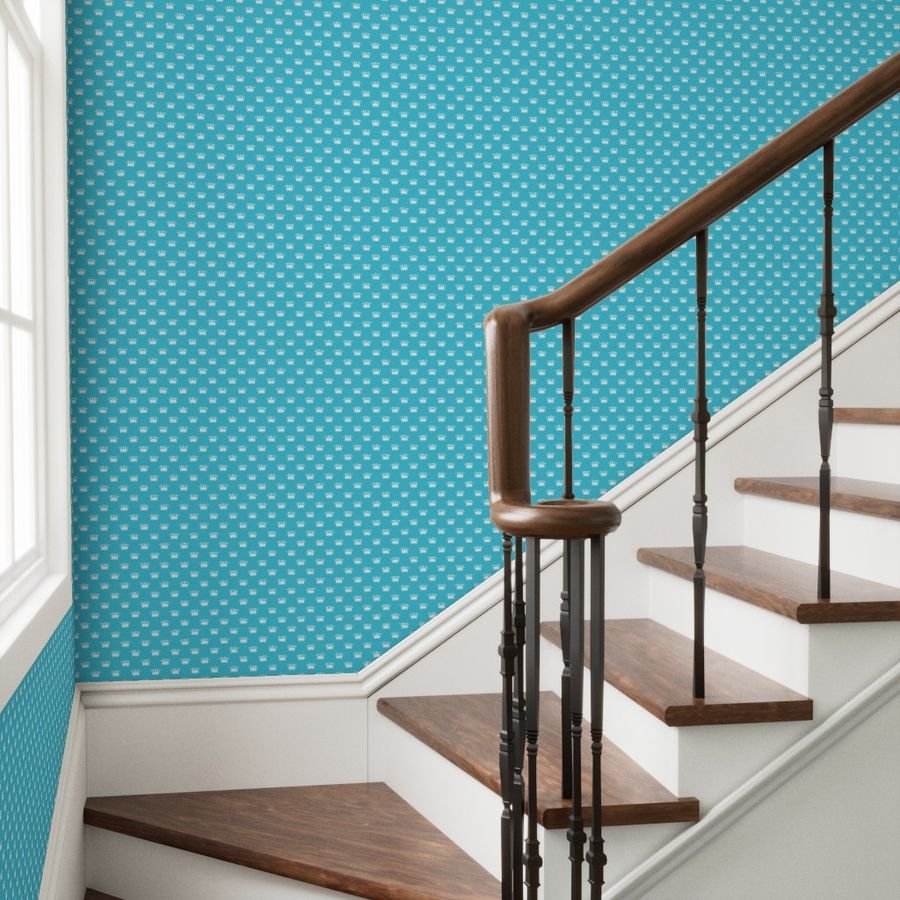 Mini Turquoise with Pale Grey Crowns Turquoise Wallpaper crowns wallpaper