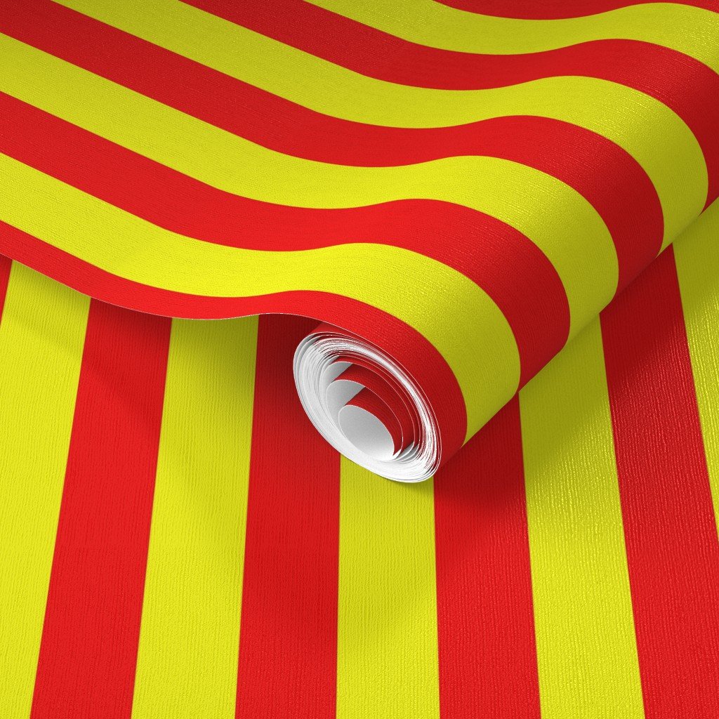 One Inch Vertical Red and Yellow School Colors Stripes Wallpaper yellow and red wallpaper