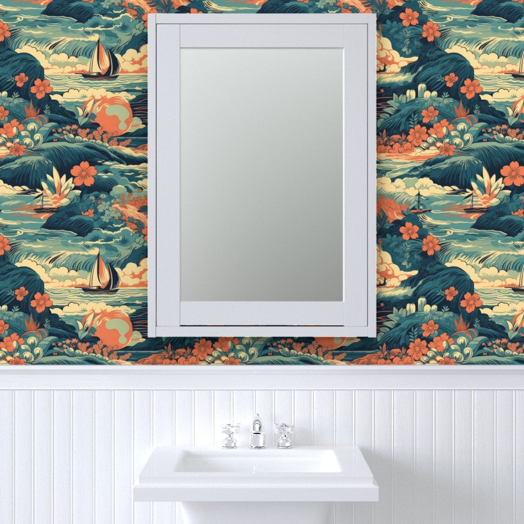 Vintage Hawaiian Seascape Wallpaper hawaiian seascape wallpaper