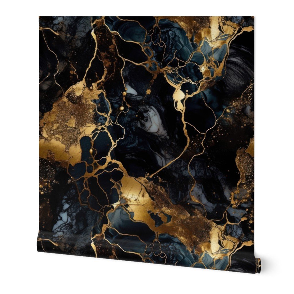 Black and Gold Alcohol Ink 1 Wallpaper marbled ink wallpaper