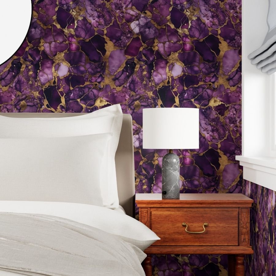 Amethyst and Gold Alcohol Ink 4 Wallpaper marbled ink wallpaper