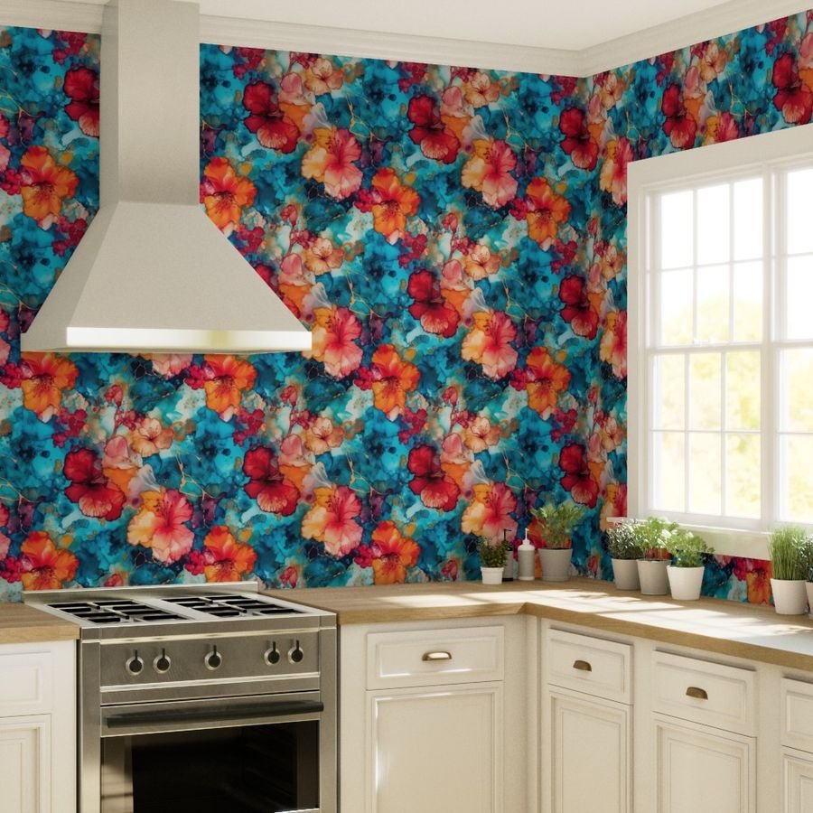 Hawaiian Alcohol Ink Wallpaper inky swirls wallpaper