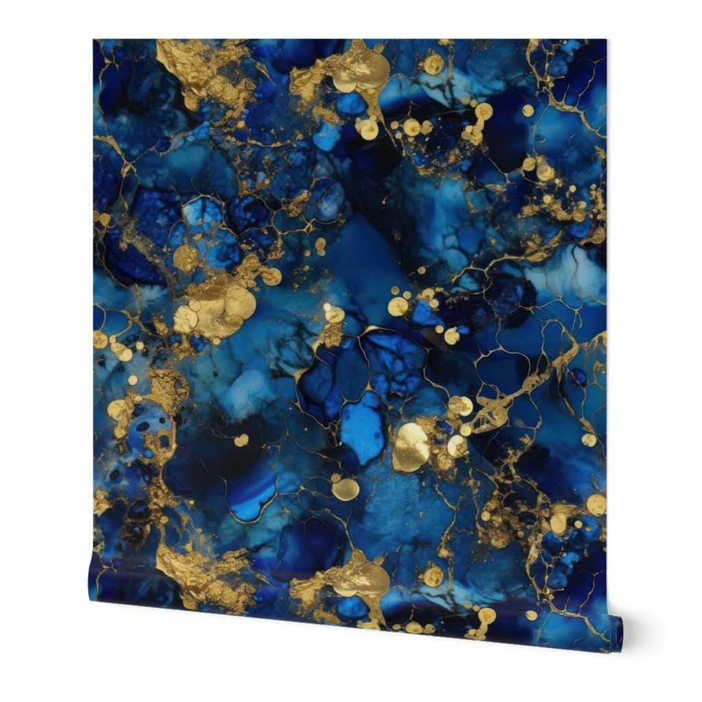 Lapis Lazuli and Gold Alcohol Ink 3 Wallpaper marbled pattern wallpaper