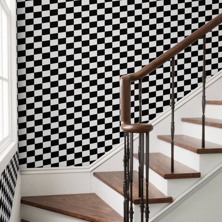 Large Black and White Racing Check/Flag Pattern Wallpaper finishing line wallpaper