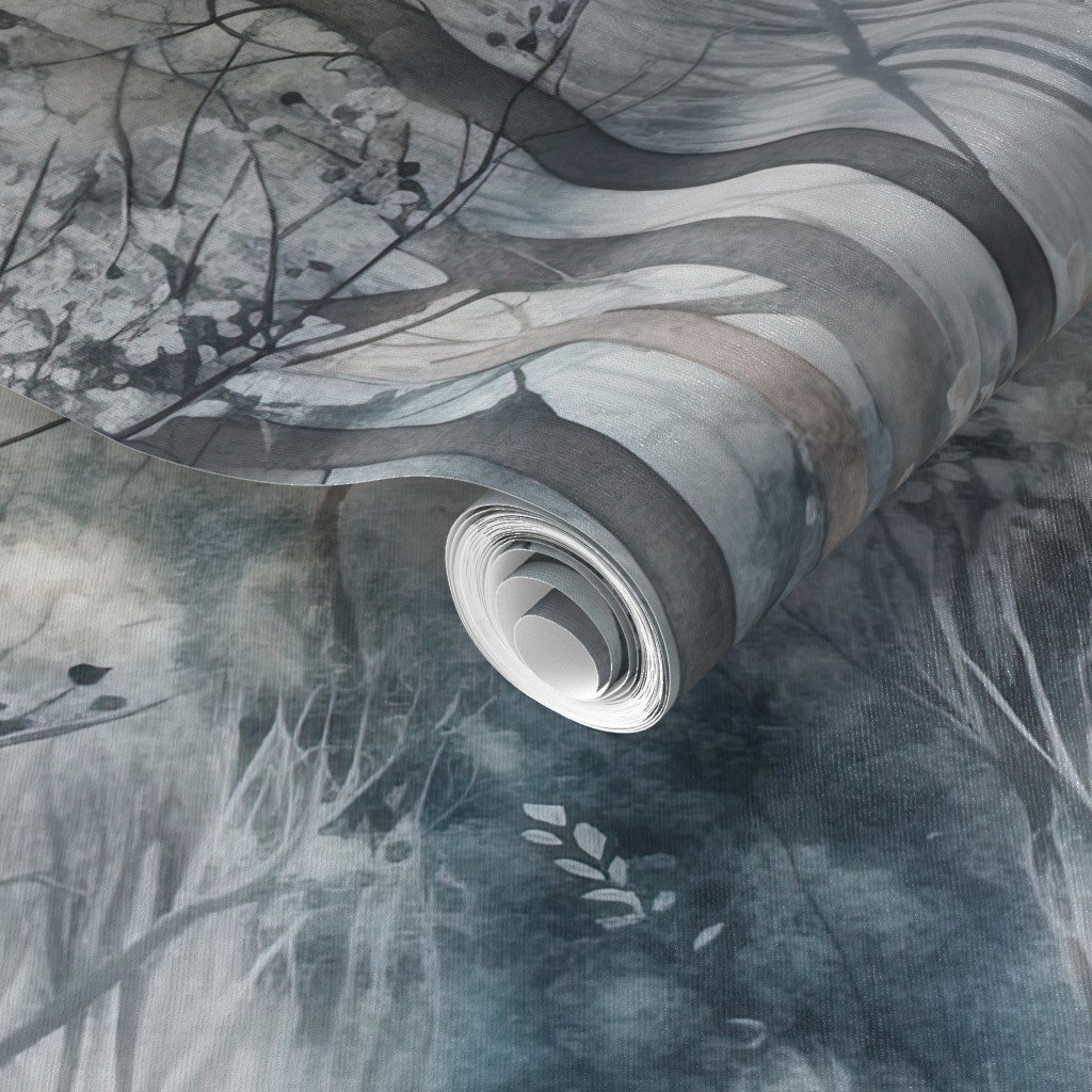 Endless Winter Forest Dreamscape Trees in Misty Forest Wallpaper endless forest wallpaper