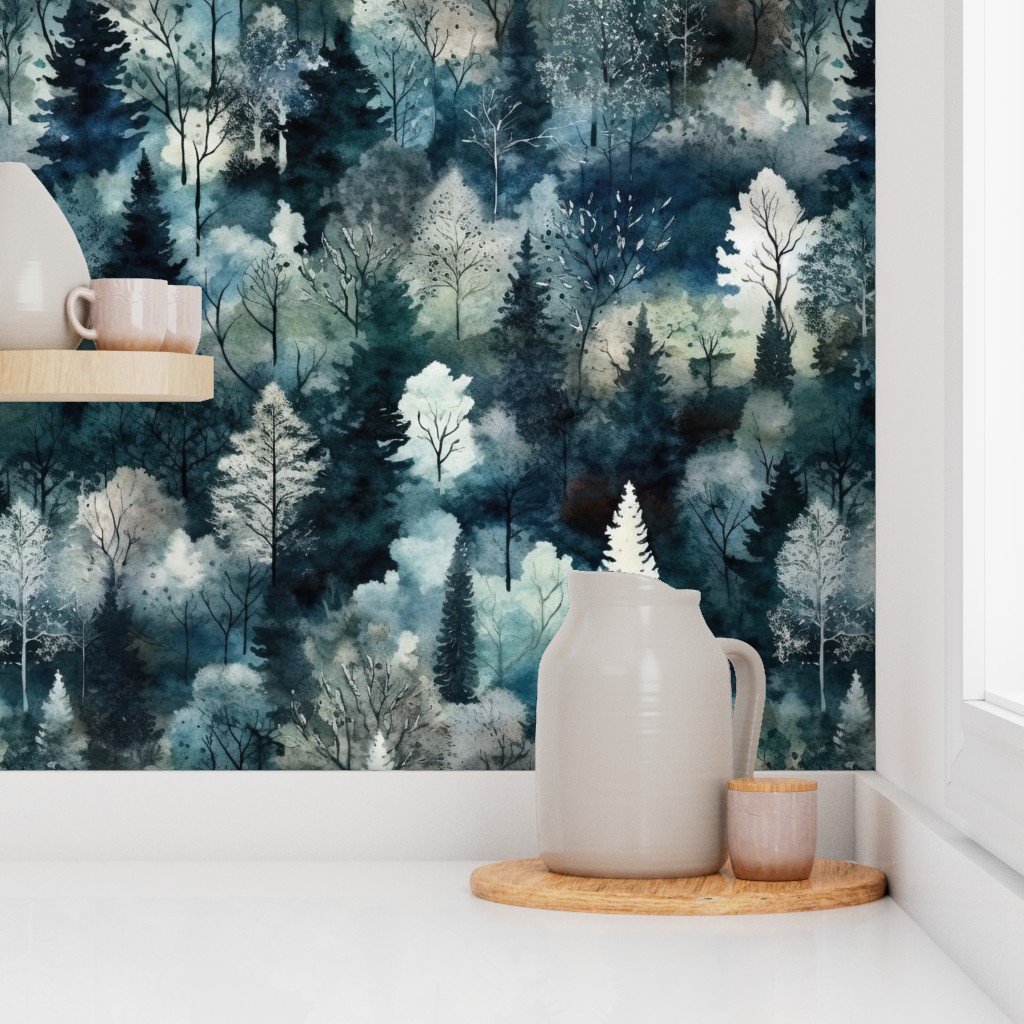 Endless Winter Tree Dreamscape Trees in Misty Forest Wallpaper misty forest wallpaper