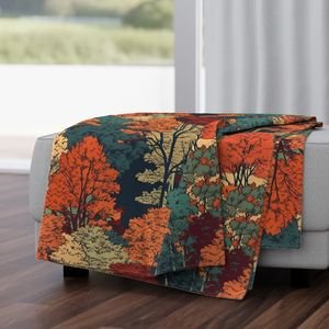 New England Endless Forest Fall Trees Home Styling Collection Home Styling Collection autumnal garden throw blanket design
